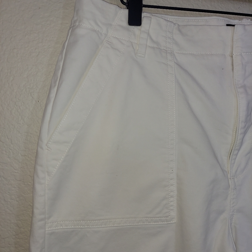 Banana Republic White Girlfriend Authentic Chino Pant  Raw Hem Sz 12 - Picture 10 of 17
